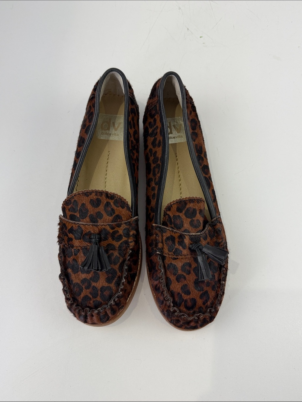 Dolce Vita Leopard Print Tassel Loafers - Brown & Black - Picture 4 of 10